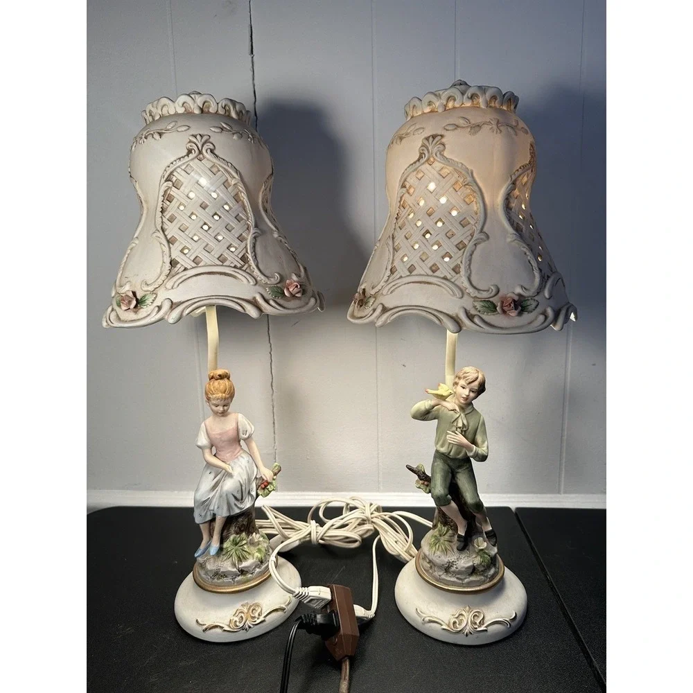 Lennile Ardelt‎ Boy and Girl Porcelain Lamps Pair